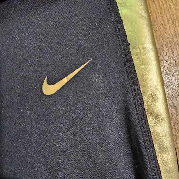 Nike Pro One Tigh Epic Luxe Leggings Tights Black Gold CU5020-010 Women's New - Picture 16 of 16